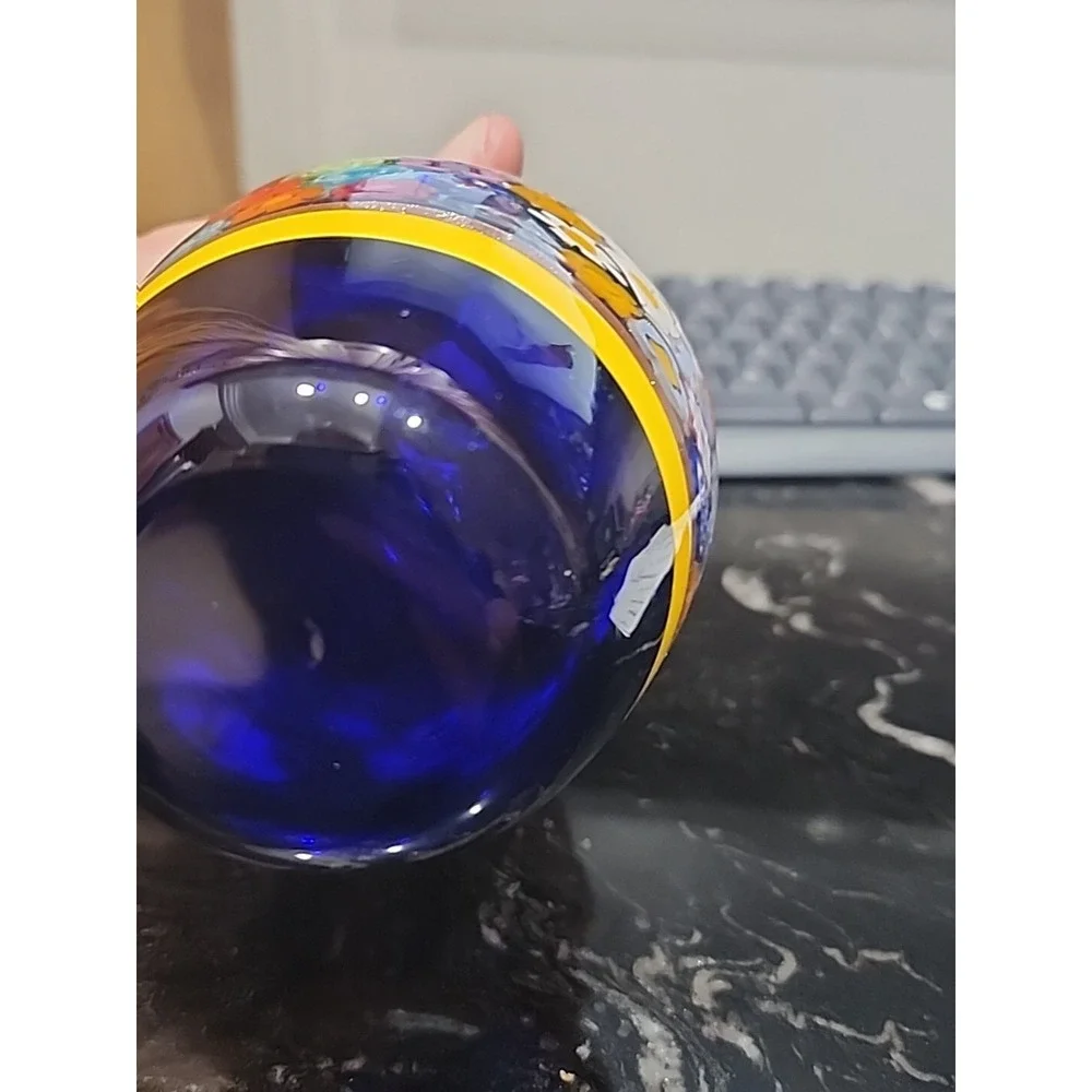 Ross Simons Blue Murano style glass bud‎ vase 4.5